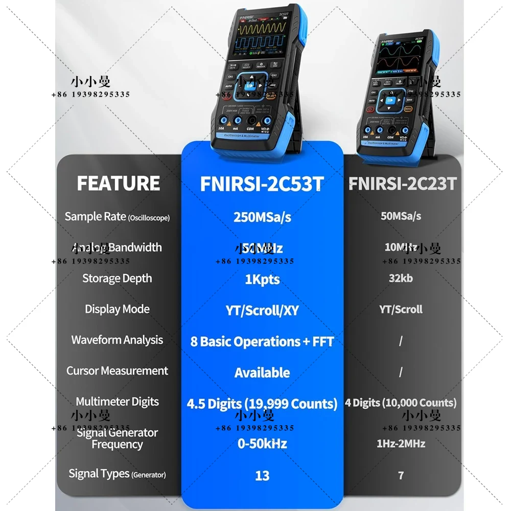 Fnirsi Digital Oscilloscope Handheld - FNIRSI 2C53T 업그레이드된 휴대용 오실로스코프, 0MHz
