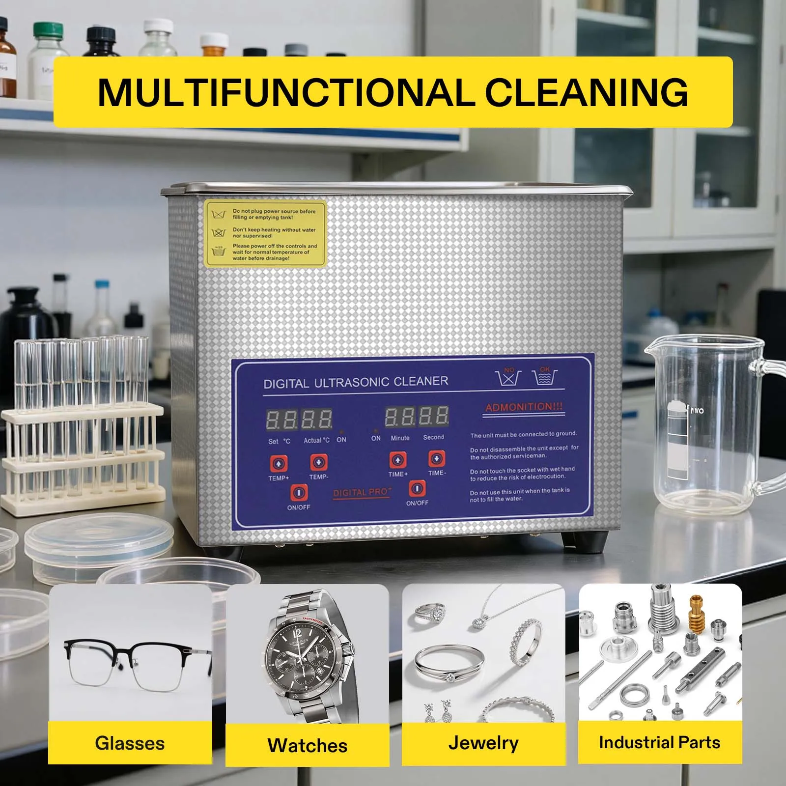 Ultrasonic Cleaner 30L Industrial - SIHAO 산업용 초음파 부품 세척기(6/15/30L), 스테인리스